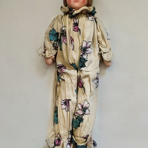 Vintage composition doll 1930s used, Art Deco style