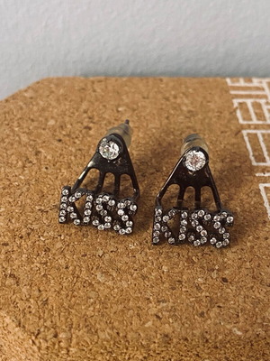 Kostis silver earrings with zirconia like new, black patina