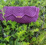 Knitted handmade shoulder bag purple made to order
