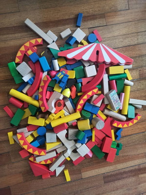Wooden blocks used for circus construction