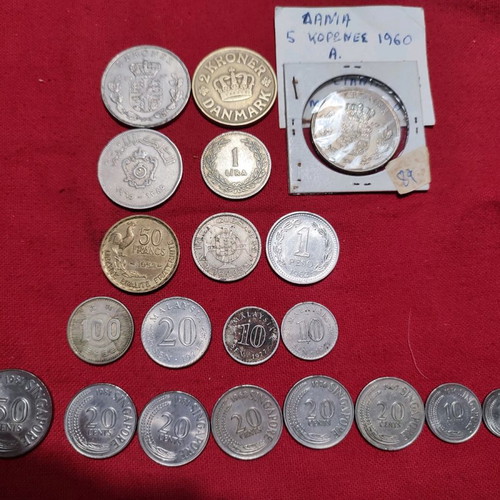 Foreign coins used, lot of 20 pieces