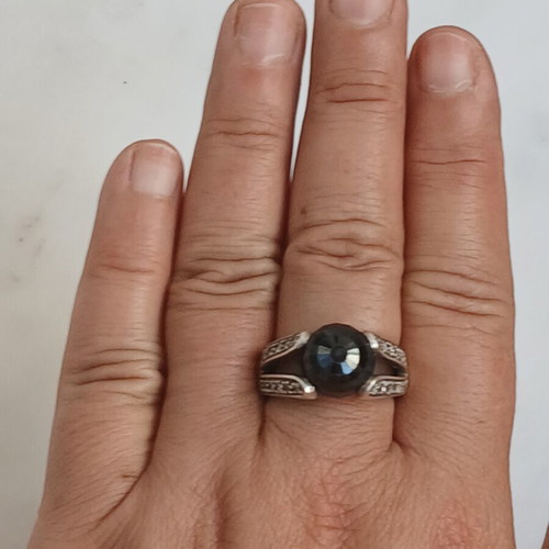 925 silver large ring with zirconia, 18.5 mm