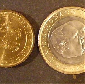 1 ευρώ του 2001 και 10 λεπτά του 2002  από  MONACO!!!!! Ακυκλοφόρητα