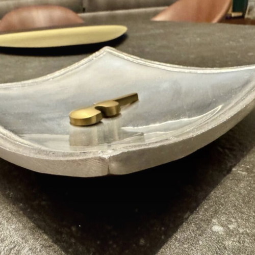 Decorative tray with violin like new, silver and gold