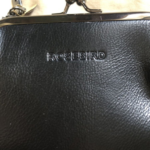 Rosebird women's black leather kiss-lock wallet, retro style