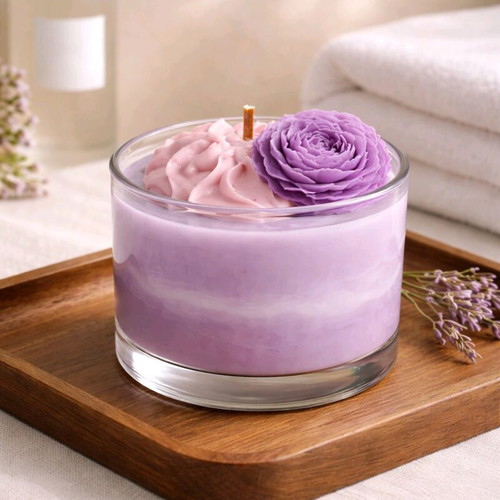 Soy wax candle in glass container new with fresh cotton scent