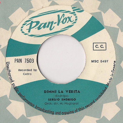 Mani Bucate vinyl record used by Sergio Endrigo and Tony Pinelli