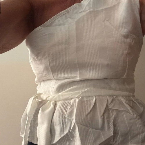 Shein white one-shoulder blouse with belt new, very soft fabric