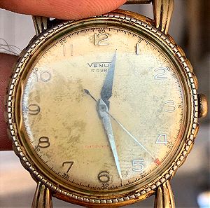Vintage Venus Swiss Made Watch Waterproof Super 17 Rubis Antimagnetic αντρικό ρολόι με πολύ σπάνια κάσα