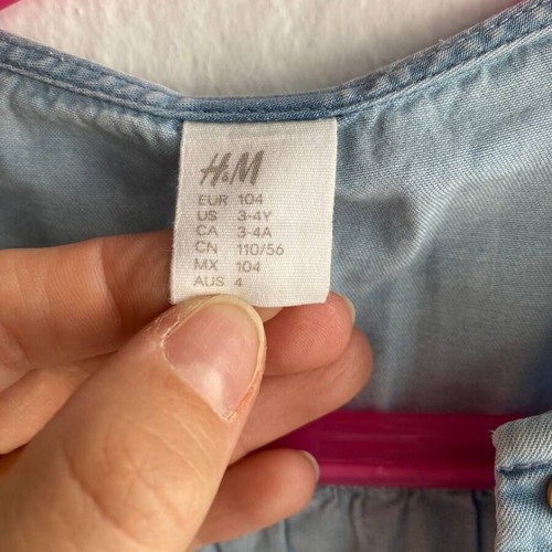 H&M denim blouse for girl 3-4 years like new, 100% cotton