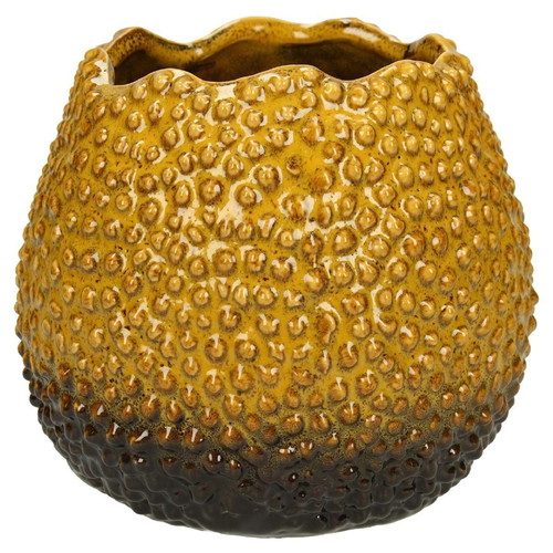 Ceramic yellow flowerpot 15x15x12cm new