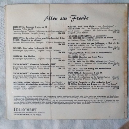 Collectible 45 RPM records used, classical music, set of 3
