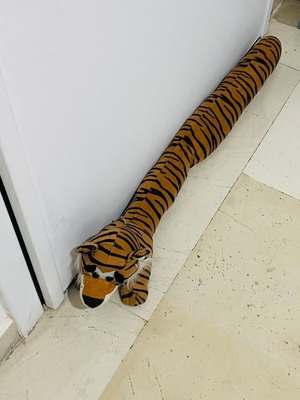 Door Stop used, fabric tiger design 87 cm