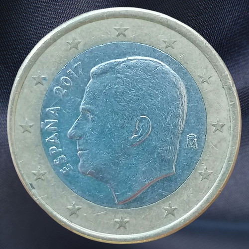 1 Euro Coin Spain 2017 used with King Felipe VI