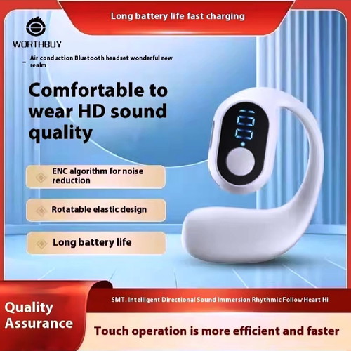 Wireless Open-Ear Bluetooth Headset with Clip and Touch Control, New