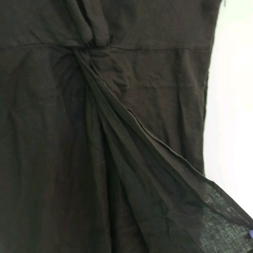 Mango mini dress with V neck collar size large new, black, linen viscose