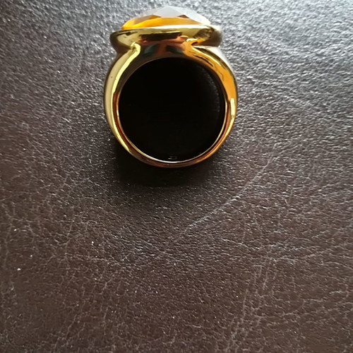 Tiger's Eye gold-plated ring used with small brilliant