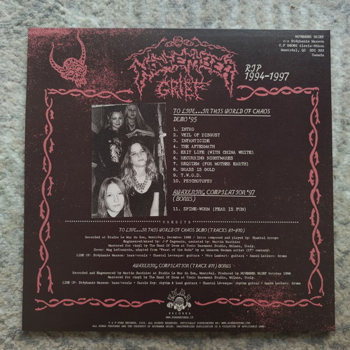 November Grief To Live... In This World Of Chaos LP like new, metal