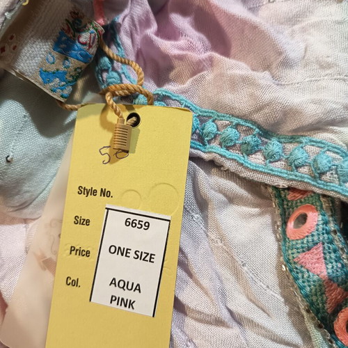 Indian summer dress, one size, cotton, pink and turquoise