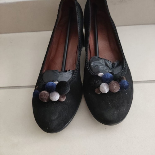 Hispanitas women's shoes ballerinas size 39 like new, suede with tassels