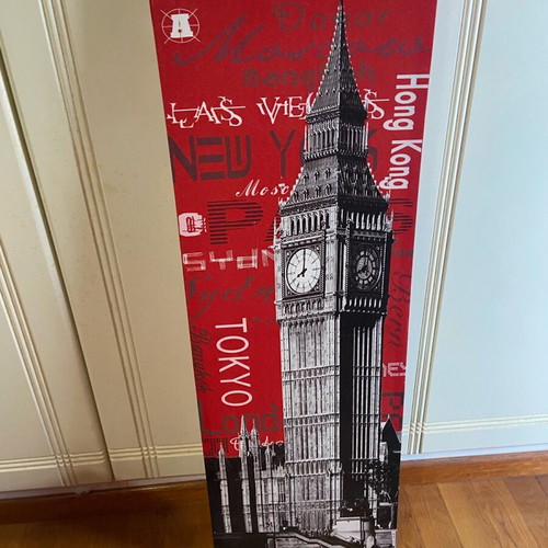 Vertical frame with canvas on wood like new