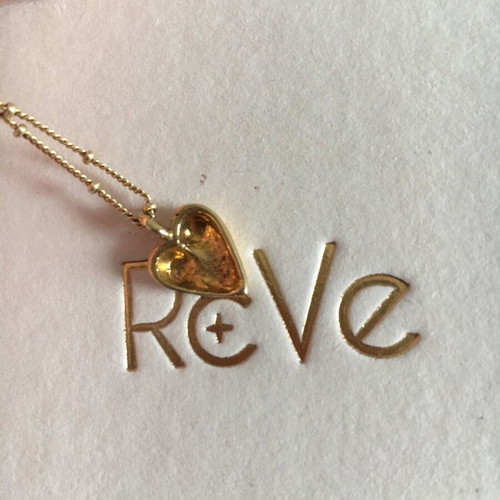 Reve Jewel Puffy Heart Necklace like new, 925 silver, 18K gold plated
