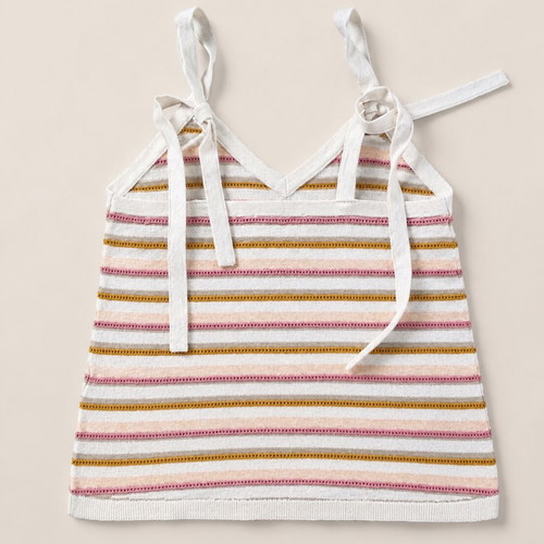 Sézane knit tank top like new, cream with yellow pink khaki stripes