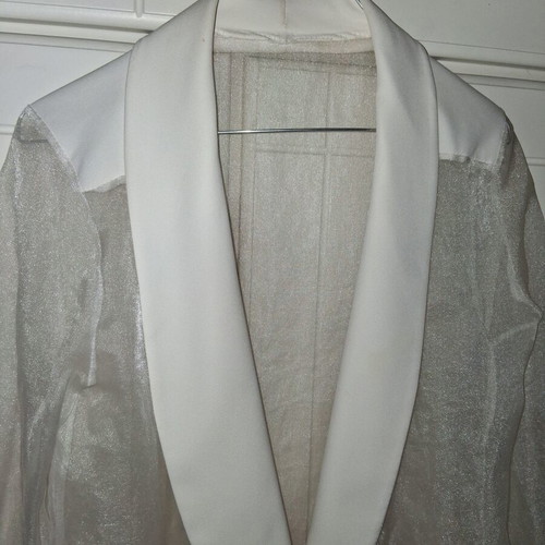 Long jacket like new, thin transparent with satin details