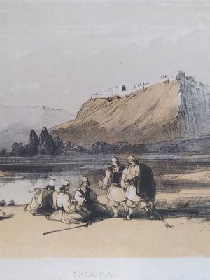 Χρωμολιθογραφία Edward Lear Σκόδρα Αλβανία μεταχειρισμένη