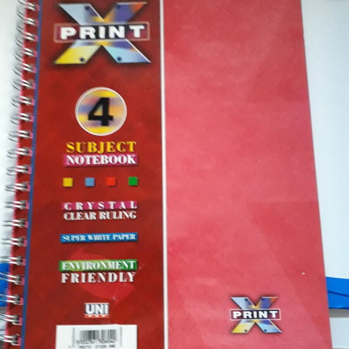 Spiral notebooks used, one 4-subject and one single-subject A4