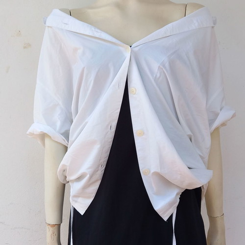 Oversize white shirt used with drawstring detail