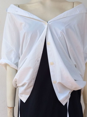 Oversize white shirt used with drawstring detail