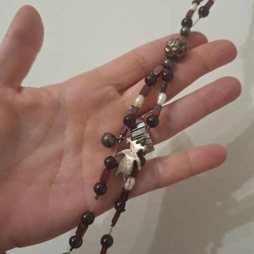 Handmade long necklace used with 925 silver charms