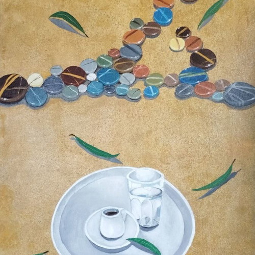 Oil painting on canvas Nature Morte original, 70×50 cm, Evripidis Amoiridis 2025
