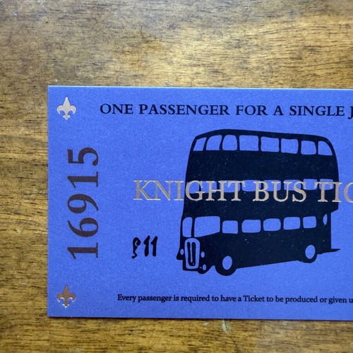 Knight Bus ticket new from Harry Potter and the Prisoner of Azkaban