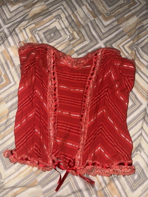 Vintage red strapless corset