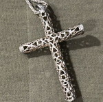 Vintage silver filigree cross with 925 silver chain, used