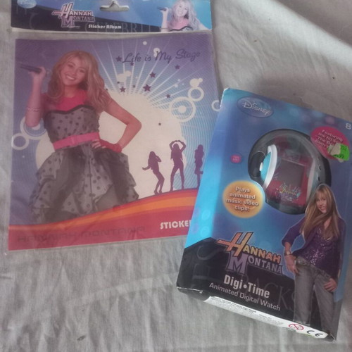 Hannah Montana vintage collectible set with Digi-Time watch and sticker album