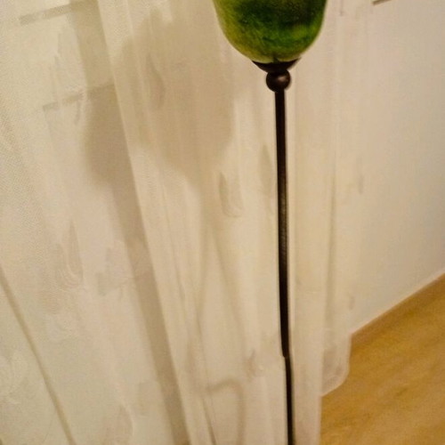 Candlestick floor standing with blown glass, like new