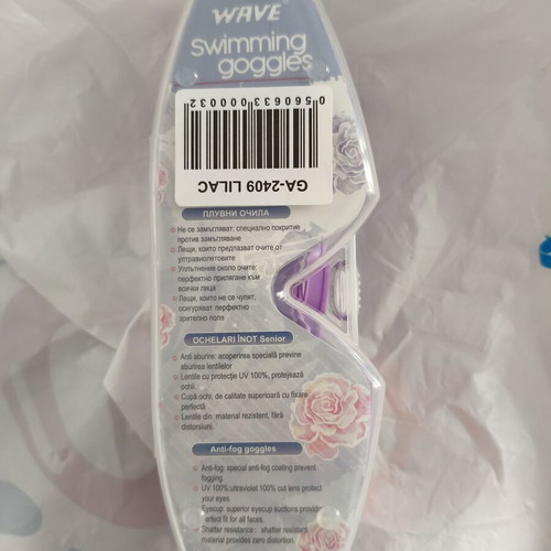 Wave swimming goggles 6Y+ new with case, lilac