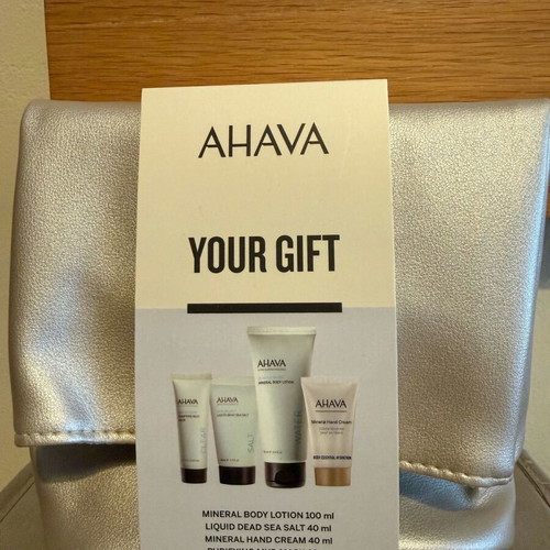 Ahava gift set καινούργιο με mineral body lotion, liquid dead sea salt, mineral hand cream, purifying mud mask