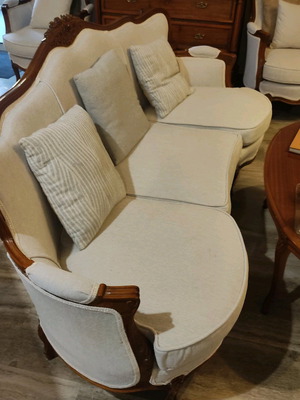 Classic carved living room set used with sofa, 2 armchairs and 3 tables