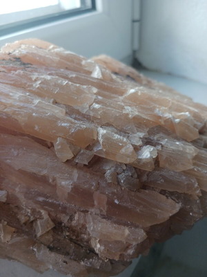Aragonite mineral new, natural salmon pink crystal specimen