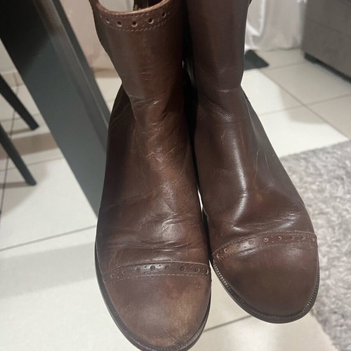 Massimo Dutti leather ankle boots size 35 like new dark brown