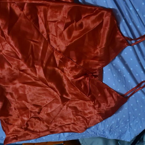 Satin pajama set red like new S-M