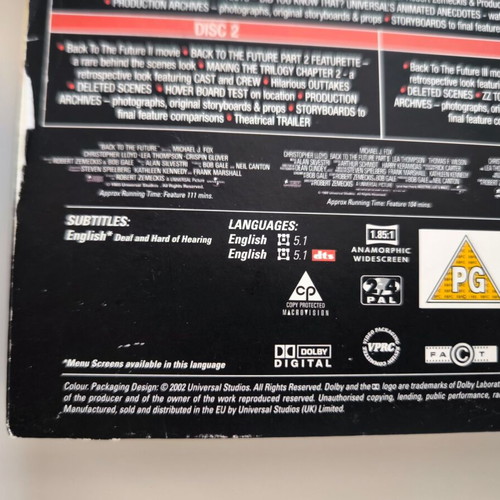 Back to the Future Trilogy DVD like new