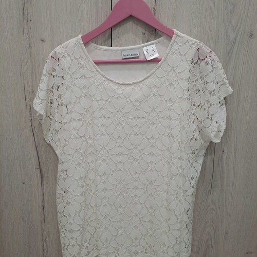 Laura Kent lace blouse like new, size L, white