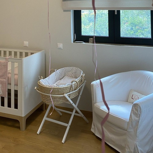 Moses Basket with Base and Mattress like new