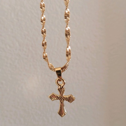 Cross jewelry set stainless steel 18k gold plated, new