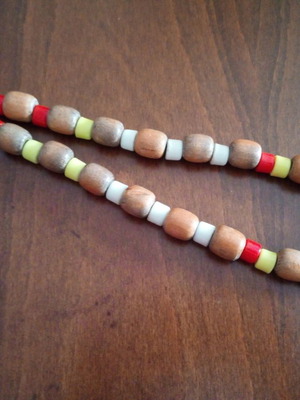 Colorful worry beads used, wood and glass decorative charm